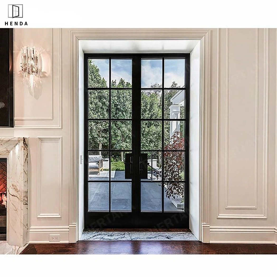 Wholesale Exterior/Interior/French/Patio/Balcony/Security/Glass/Metal Door Grill Design Wrought Iron Main Gate Door Design Iron Single/Double Steel Doors Door
