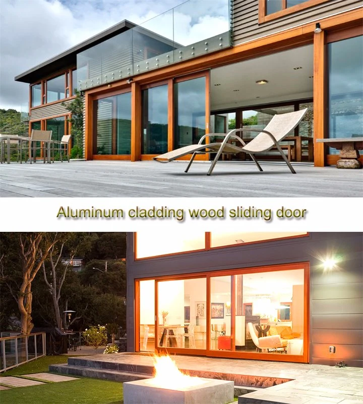 Modern Wood Glass Design Front Aluminium Sliding Doors
