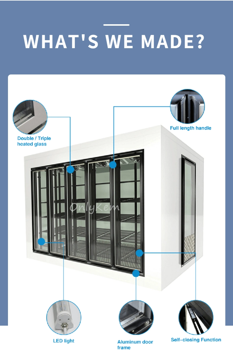 Supermarket&Convenient Shop Walk in Cooler and Cold Room with Glass Door and Racks