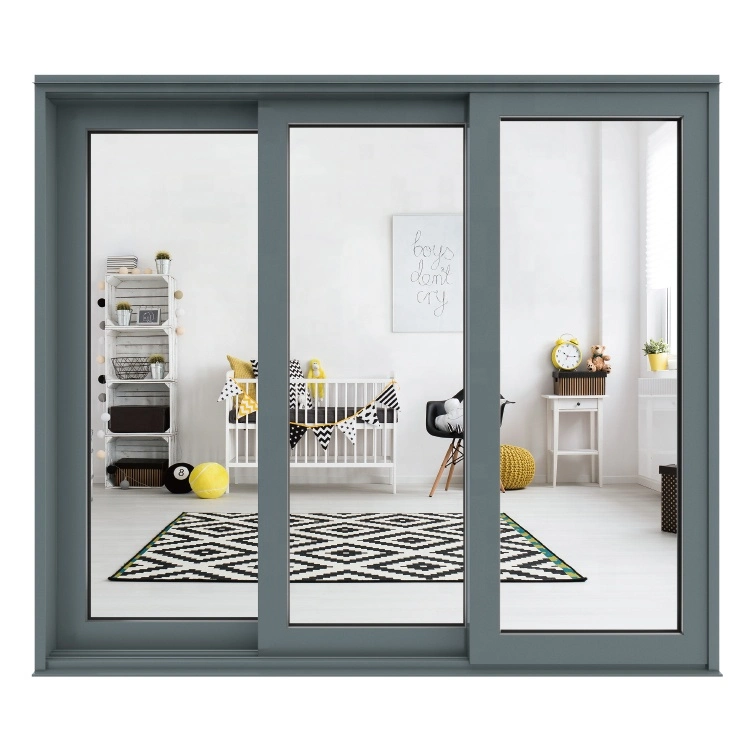 Custom High Quality Aluminum Window Door Profile Aluminium Residential Thermal Break Three-Track Sliding Door Weather Proof Aluminum Alloy Heavy Duty Glass Door