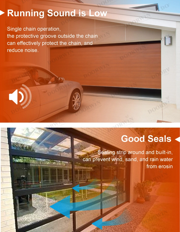 2022 Doorwin Texas Hot Sale Villa Architecture Modern Style Aluminum and Glass Automatic Modern Roll up Garage Doors