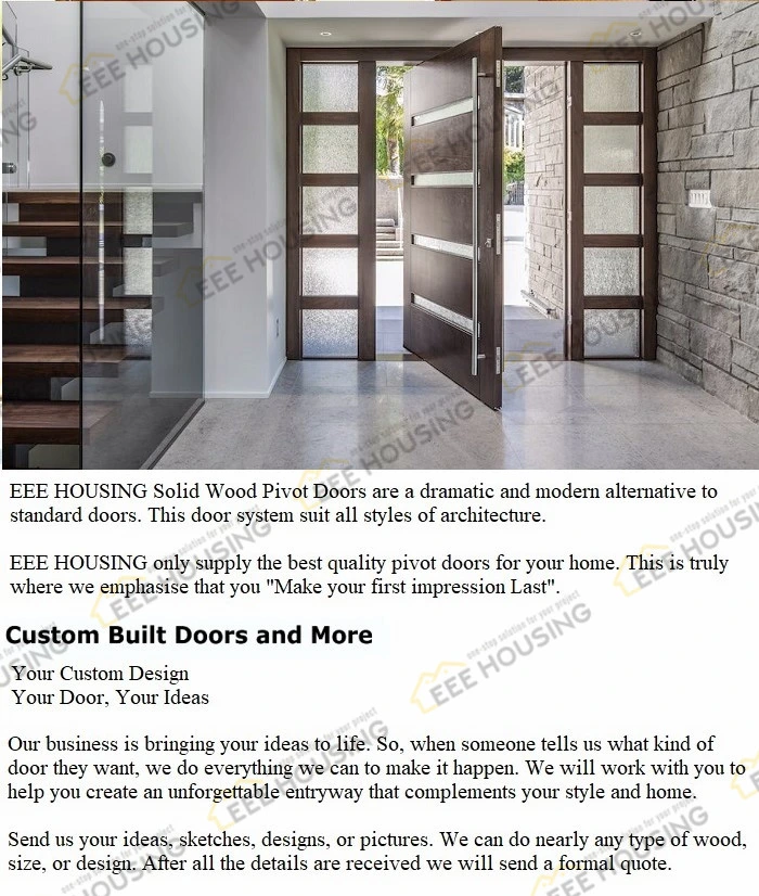 China Factory Direct Supply Exterior Main Entry Door Glass Pivot Solid Wood Doors for Residential Entryway