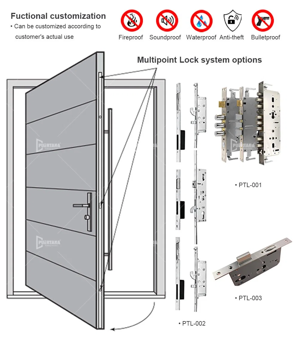 Soundproof Main Entrance Outdoor Fast Door Security Stainless Steel Wholesale Door