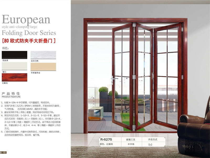 Slim Frame Aluminum Fold Sliding Entrance Interior Exterior Door Thermal Break Glass Bi Folding Door Aluminium Balcony Glass Door