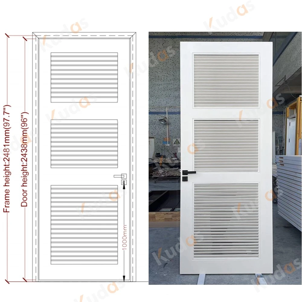 White Louver Interior Solid Wood Grain Interior MDF Hollow Primer Molded Room Door