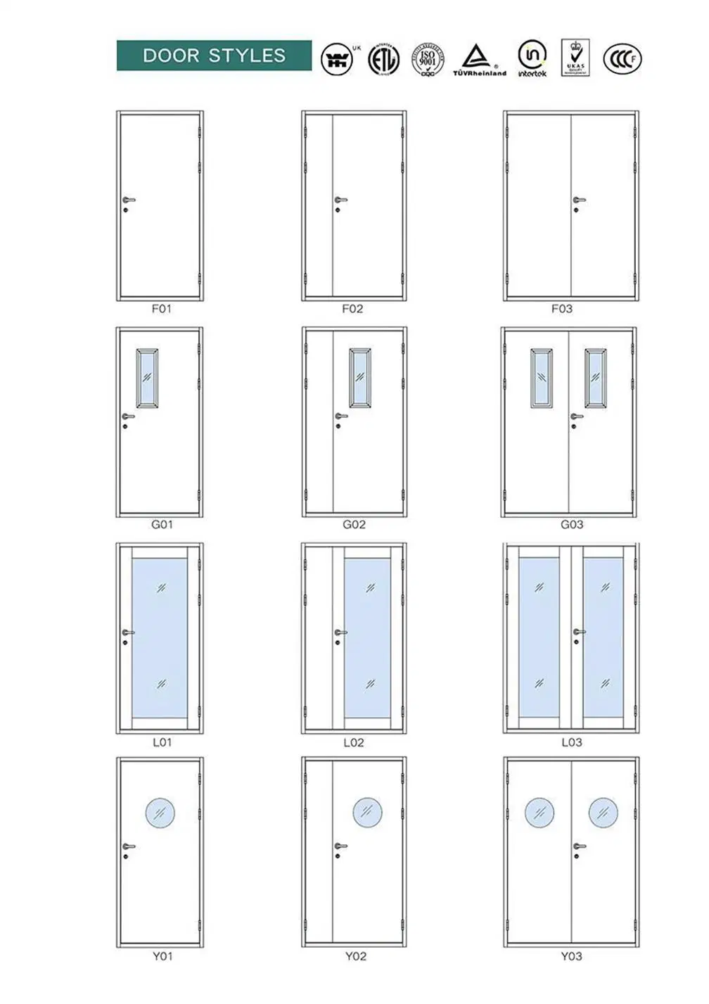 UL Listed 2 Hour Fire Rated Solid Wood Color Flush Door for Highrise Residential and Commercial Building