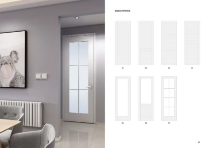  Custom Modern White/Oak Piallacciatura a nucleo solido Shaker Prehung interno Francese Porte pannello in legno Porte interne con vetro per camera da letto