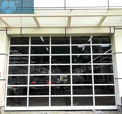  Scorrimento in policarbonato automatico isolato completamente trasparente e personalizzato Full Vision Sollevamento a soffitto sezionale telaio in alluminio vetro trasparente porta per garage