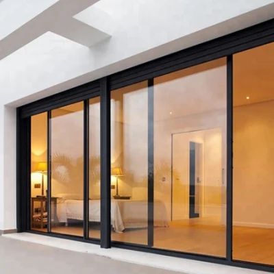  Foshan Hanse Custom porta scorrevole in alluminio senza rumore esterno in vetro doppio Porte scorrevoli in alluminio