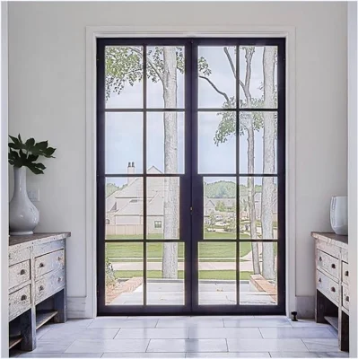  Nuovo Design stile popolare Prezzo basso Loft Doors Black Frame Sportello in vetro di dimensioni e design personalizzati