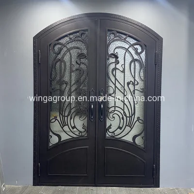 Design popolare di forgiato a mano a caldo-DIP galvanizzato stile occidentale esterno Porta in acciaio porta in ferro metallo vetroresina