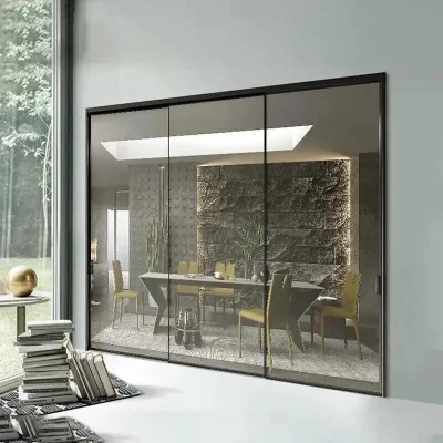 Finestra di vetro esterno patio esterno esterno balcone insonorizzato alluminio scorrevole Porte