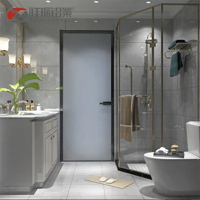  Bagno dal design moderno, con porta in vetro e doccia, porta in alluminio per WC bagno interno bagno Porte a cerniera
