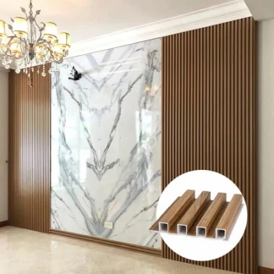 Interni in marmo PVC di stile moderno. Legno di bambù Charcoal Pannello pannello pannello in plastica pannello rivestimento UV WPC parete 3D scanalata Pannello per decorazione domestica