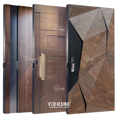  Porta d&prime;ingresso per la Villa esterna di lusso europea Porta d&prime;ingresso in legno moderna porta d&prime;ingresso di grande legno massiccio Porte girevoli moderne porte esterne