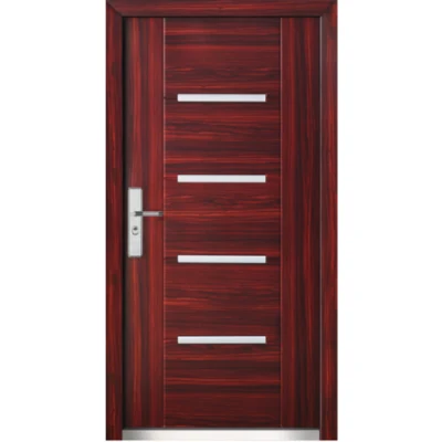  Decorativo singolo doppio ingresso a rotazione in legno Grain moderna porta in metallo