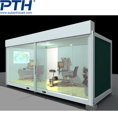 Contenitore modulare prefabbricato con porta in vetro per negozio
