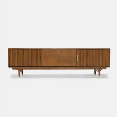  MODERNO TV Stand DI METÀ secolo con Rattan Art Entertainment Center con Doppio sportello per armadio