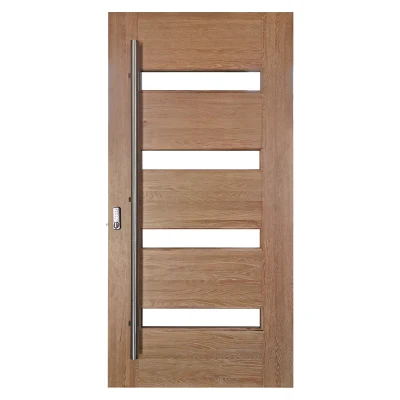  Porta in legno di quercia piena con porta d&prime;ingresso esterna in vetro