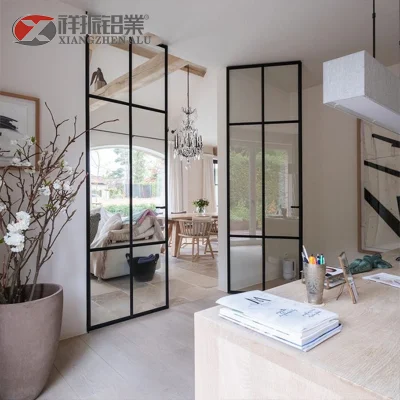  Sportello in alluminio metallico con interno in alluminio impermeabile e incernierato in vetro temperato Porte a battente francesi e porte a battente per bagno