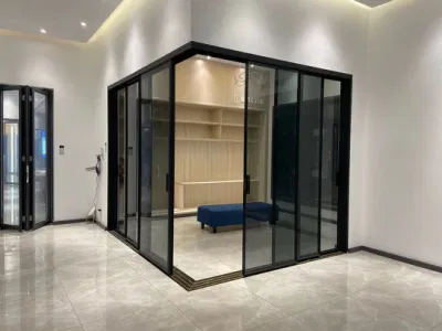 Vetro di sicurezza interno in alluminio pannello scorrevole della porta vetro di alluminio finestrino in alluminio Sistema a parete divisorio frontale in vetro vetro sportello ad angolo retto in alluminio