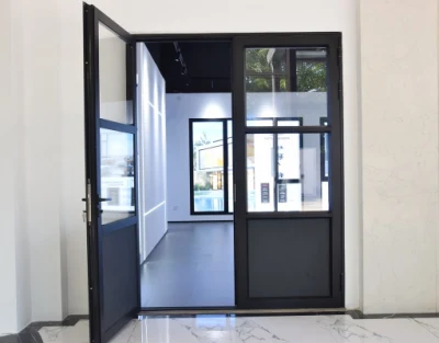 Sixinalu porta in acciaio di sicurezza moderna facciata esterna con profilo in alluminio, ingresso frontale Sportello a cassapiano in lega di alluminio impermeabile con design a cancello