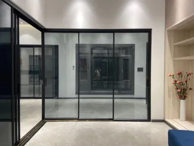 Vetro di sicurezza interno in alluminio pannello scorrevole della porta vetro di alluminio finestrino in alluminio Sistema a parete divisorio frontale in vetro vetro sportello ad angolo retto in alluminio
