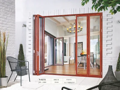 Telaio sottile anta in alluminio scorrevole ingresso interno esterno porta termica Porta Bi pieghevole in vetro infradimento porta in alluminio con balcone in vetro