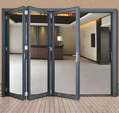 Rivestimento a polvere di qualità superiore Porte pieghevoli in alluminio Multi-pieghevole Slimngblack/Silver/White/Bronze/Champagne/Wood Grain Profilo sportello in alluminio in vetro temperato