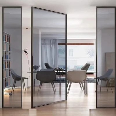 Sistema a parete girevole esterno Porte mobili in vetro e metallo personalizzate Sportello con cerniera grande anteriore