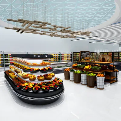  Classic Supermarket Layout Design Service 3D rendering Shop Design frigorifero E ripiano