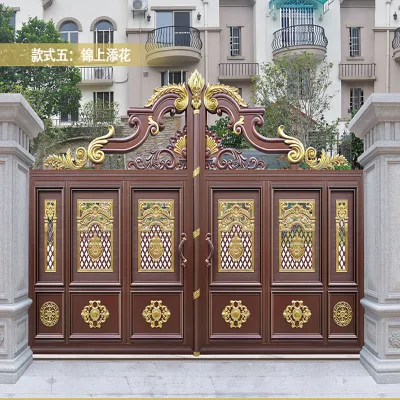 Prezzo all&prime;ingrosso Casa materiale da costruzione facciata esterna strada automatica personalizzata Porta scorrevole in alluminio ingresso di sicurezza in acciaio lavorato doppio Porte