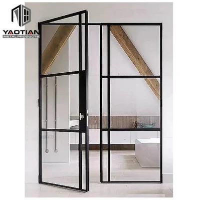 Moderna porta interna in vetro con decorazioni rinforzate