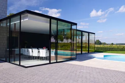 Materiale da costruzione in fabbrica vetro per il solarium tetto inclinato in serra Isolamento termico Giardino invernale Sunroom Custom Home decorazione porta per Casa