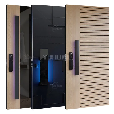 Cina Top Produttore personalizzato esterno alluminio perno porta House legno Porta esterna entrata moderna porta anteriore girevole