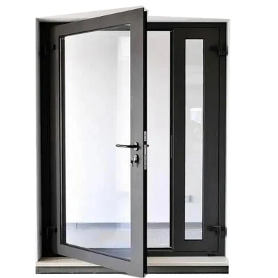 Porta girevole esterna in vetro temprato in alluminio doppio