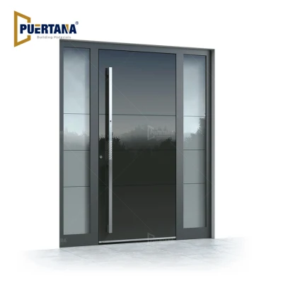  Grande e moderna porta anteriore girevole di ingresso esterna in acciaio inossidabile