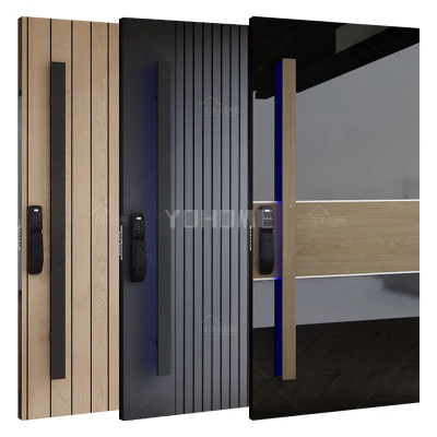  Cina Top Produttore Custom ingresso di sicurezza esterno Porte metalliche moderno Grande cerniera in alluminio per porte anteriori con perno di accesso moderno