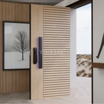 Cina Top Produttore personalizzato esterno alluminio perno porta House legno Porta esterna entrata moderna porta anteriore girevole