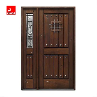 Misure su misura all&prime;ingrosso Italia Villa di lusso ingresso esterno in legno Porta principale classica di swing con doppia porta con luce