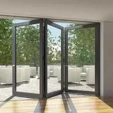  Sportello anteriore esterno in vetro temperato con apertura a soffietto in vetro pesante Porta divisoria per il balcone del soggiorno