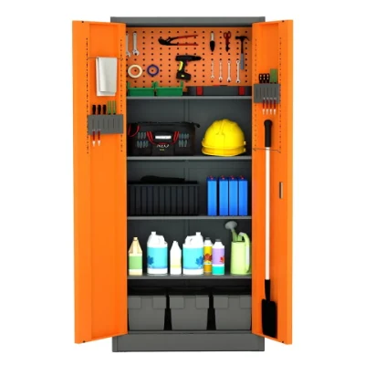  Armadio in metallo per riporre gli attrezzi - armadio multifunzionale per garage con porte per garage, magazzino, officina, ripiano regolabile