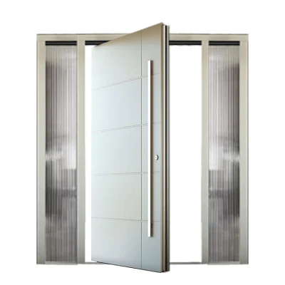 Design Casa moderno di lusso Prehung bianco ingresso anteriore pivot Porta di sicurezza esterna in acciaio