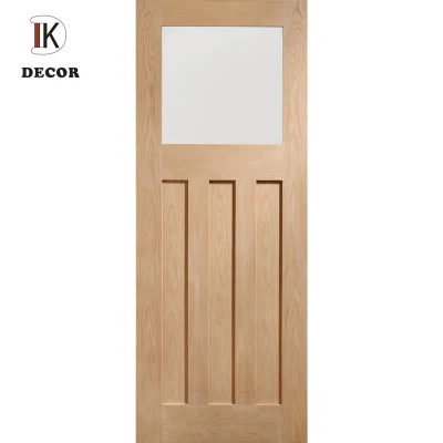  Struttura in legno massello senza finitura porta interna in quercia con vetro smerigliato Pannello per porta bagno