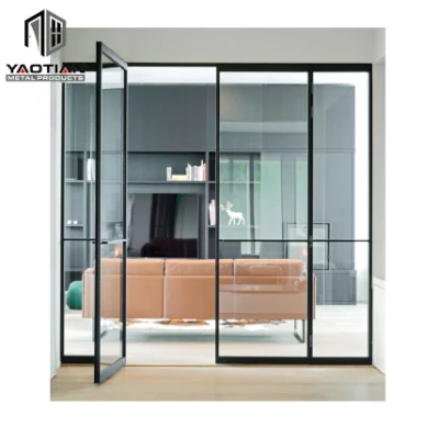  Moderno Swing aperto residenziale con doppi vetri porta esterna in vetro