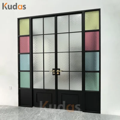 Porte in vetro di alluminio in stile francese realizzate su misura dalla fabbrica Kudas Foshan Sportello interno in vetro