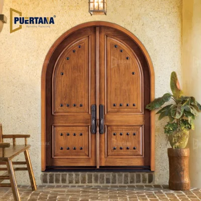  Legno Fancy ingresso principale ingresso doppio porta anteriore con Design delle luci laterali in vetro