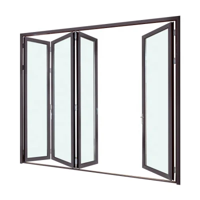 Porte anteriori in alluminio Design interni in vetro Porte a ripiegamento pieghevole Porta