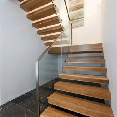  Scala a parete Loft contemporanea con riser Filettatura Scale in legno di quercia