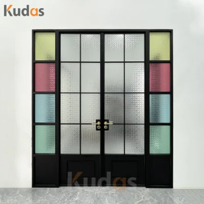Porte in vetro di alluminio in stile francese realizzate su misura dalla fabbrica Kudas Foshan Sportello interno in vetro